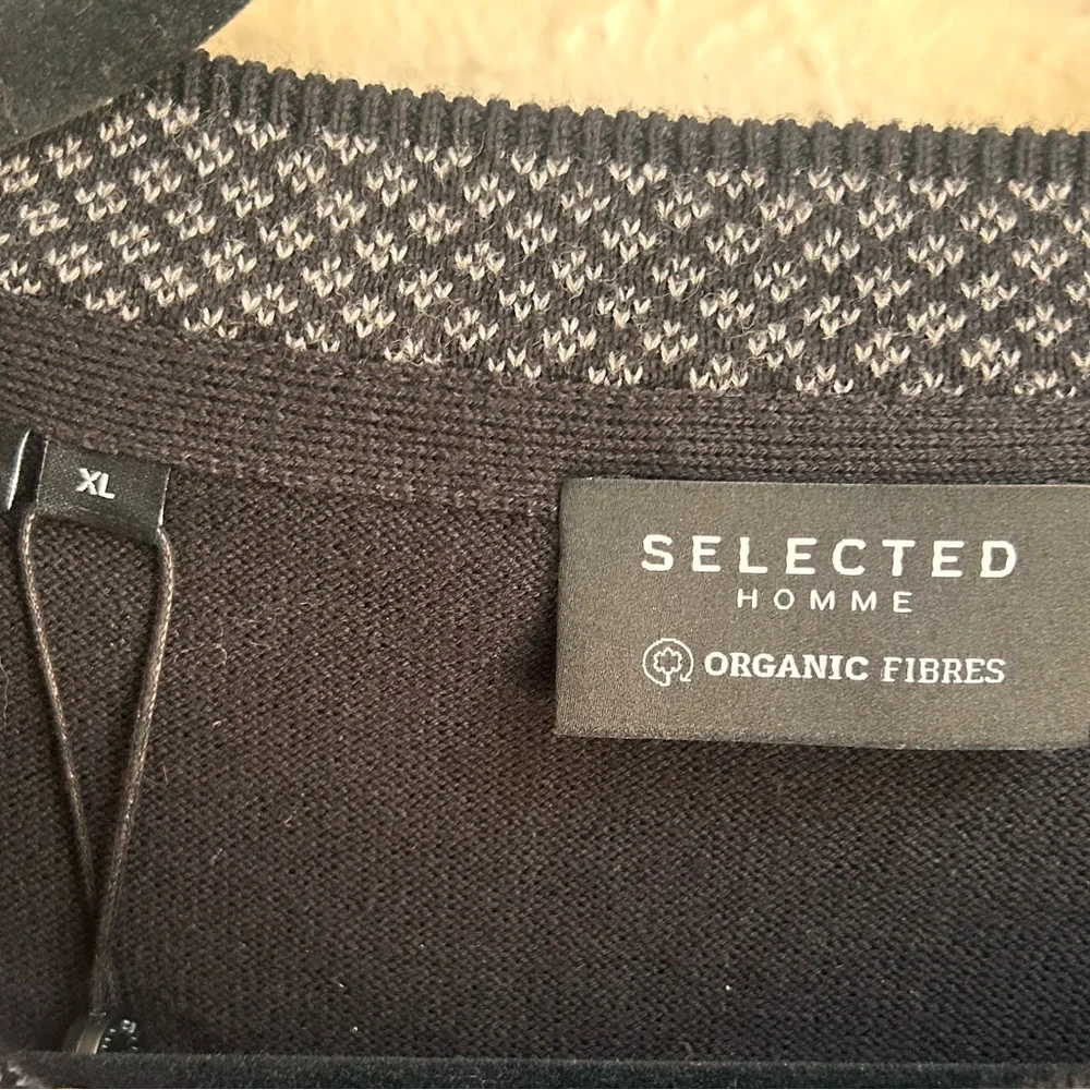Selected Homme organic cotton Black Crewneck sweater Size XL